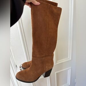 Brown Suede Knee-High Boots